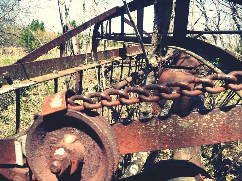 rusty, metal, obsolete, abandoned, old, deterioration, metallic, run-down, damaged, firewood, machinery, weathered, outdoors, wood - material, day, close-up, log, industry, part of, transportation