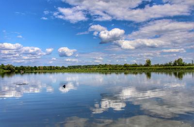 Scenic view of lake against sky