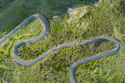 High angle view of car on road