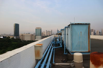 Storage tanks on building terrace