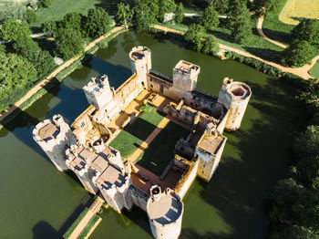 High angle view of boats in lake