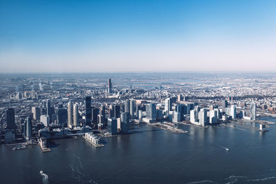 Panorama view on new jersey city skyline from the top observation platform, new york city, usa