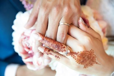 Close-up of woman holding hands