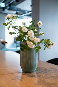 Close-up of flowers in vase on table