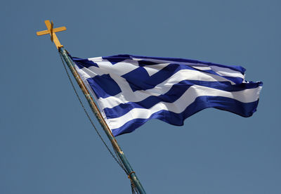 Greek national flag waving in the wind