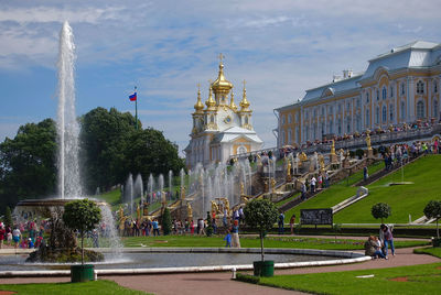 View of city against cloudy sky