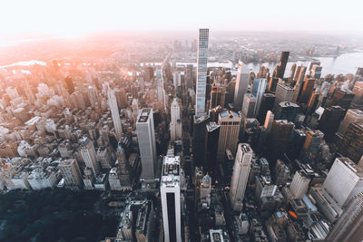 High angle view of buildings in city