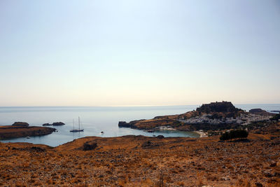 Scenic view of sea against clear sky