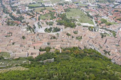 Aerial view of the medieval town of gubbio umbria italy