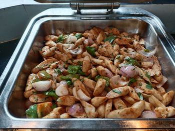 High angle view of food on table