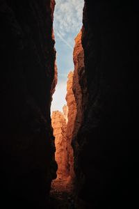 Low angle view of rock formations