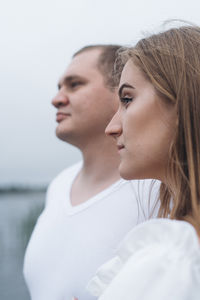 Close-up of young woman looking away
