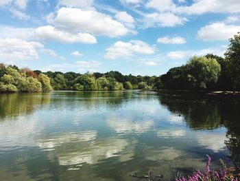 Scenic view of lake against sky