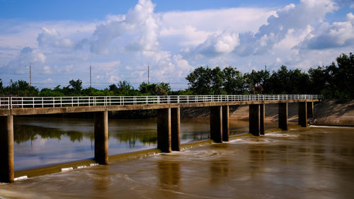 Bridge over river against sky