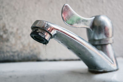 Close-up of water dripping from faucet