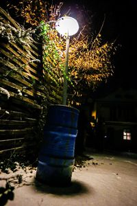 Illuminated christmas tree at night