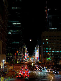 Illuminated city at night