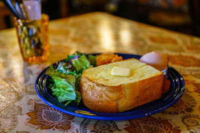 Close-up of food in plate on table
