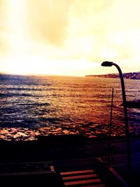 Scenic view of sea at sunset