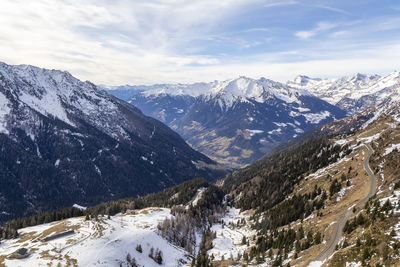 Alpine scenery around the jaufen pass in south tyrol in italy