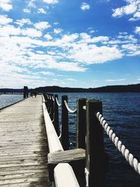 Scenic view of calm lake against blue sky