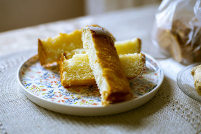 Close-up of food in plate on table