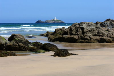 Scenic view of sea against clear sky