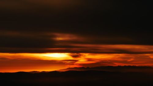 Scenic view of dramatic sky during sunset