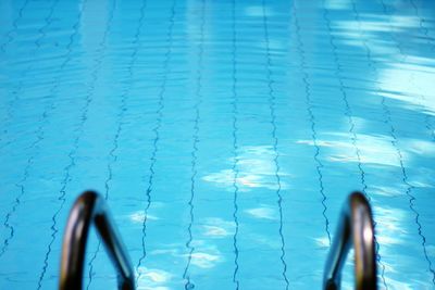 High angle view of steel in swimming pool