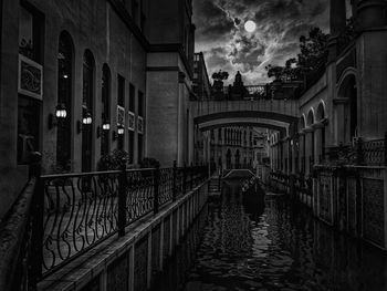 Panoramic view of canal amidst buildings against sky