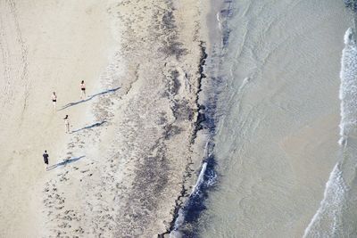 High angle view of sand on beach