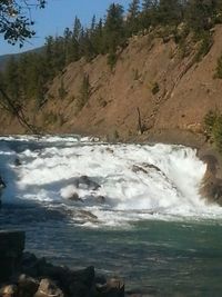 Water flowing through rocks