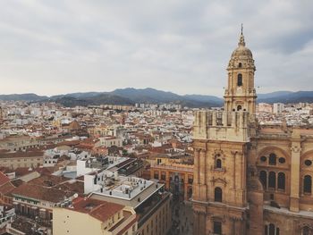 High angle view of buildings in city