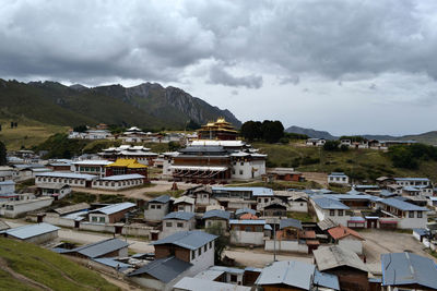 High angle view of townscape against sky