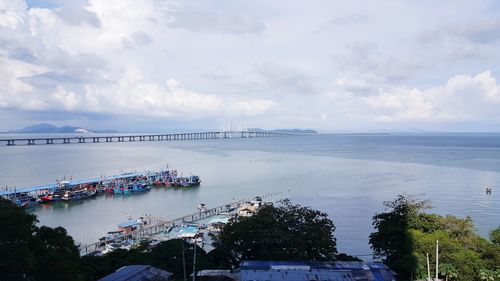 High angle view of sea against sky