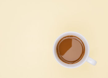 Directly above shot of coffee cup against white background