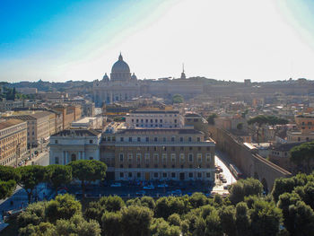 High angle view of buildings in city