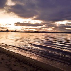 Scenic view of sea against cloudy sky
