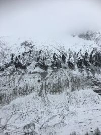 Scenic view of snow covered land against sky