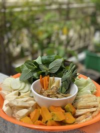 Close-up of salad in plate on table