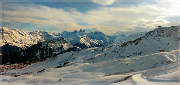 Scenic view of mountains against sky