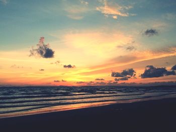 Scenic view of sea at sunset