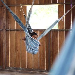 Low section of children playing hanging