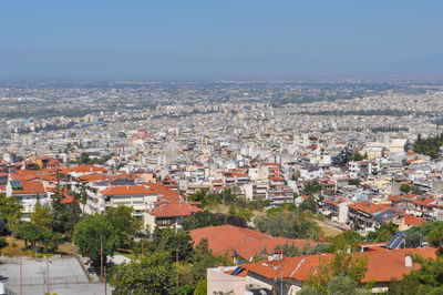 High angle view of townscape against sky