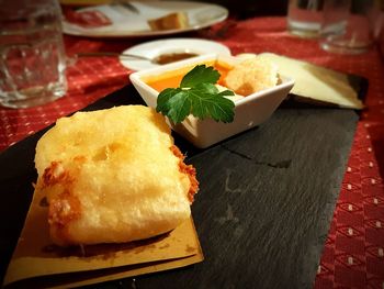 Close-up of served food in plate