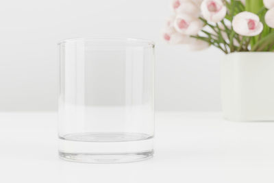 Close-up of white vase on table