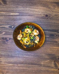 High angle view of food on table