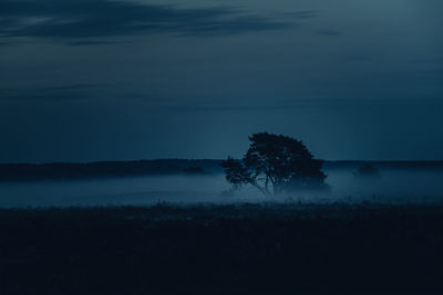 Silhouette trees on landscape against sky