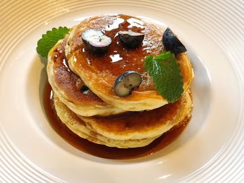 Close-up of pancake in plate