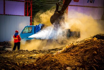 Construction worker working at construction site